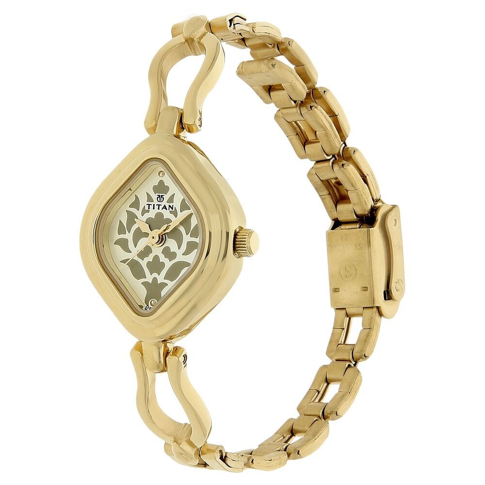 Buy Online Titan Quartz Analog Champagne Dial Stainless Steel Strap Watch for Women ns2536ym03 Titan