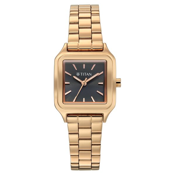 Titan Workwear Essentials Quartz Analog Black Dial Rose Gold Stainless Steel Strap Watch For Women - image number 0