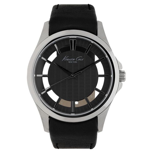Kenneth Cole Quartz Analog Black Dial Leather Strap Watch for Men - image number 0