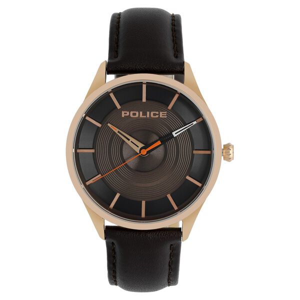 Police Quartz Analog Brown Dial Leather Strap Watch for Men - image number 0