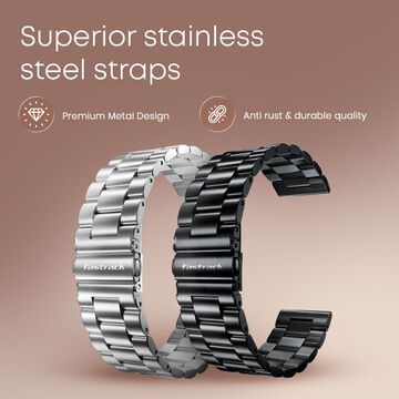 Fastrack Radiant FX2 Luxury Metal Smartwatch with largest 5.1 AMOLED Display with Functional Crown With Silver Strap