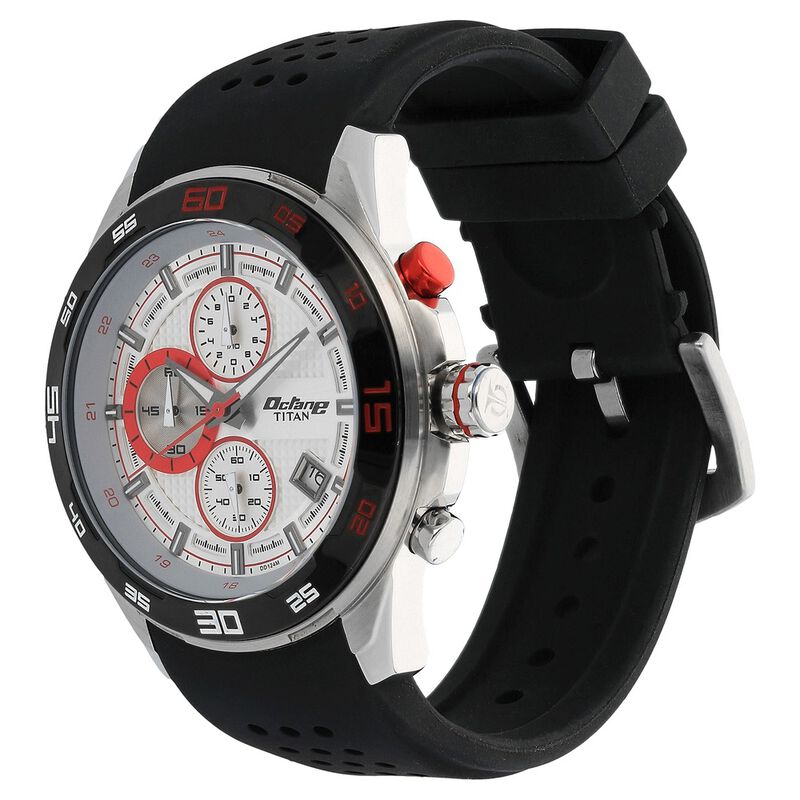 Titan Octane Silver Dial Chronograph Silicone Strap watch for Men - image number 1