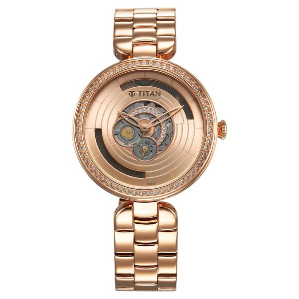 Titan Purple Abstract Quartz Analog Rose Gold Stainless Steel Strap for Women - image number 0