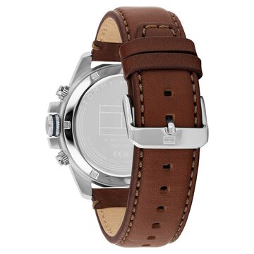 Tommy Hilfiger Quartz Multifunction Blue Dial Brown Leather Strap Watch For Men