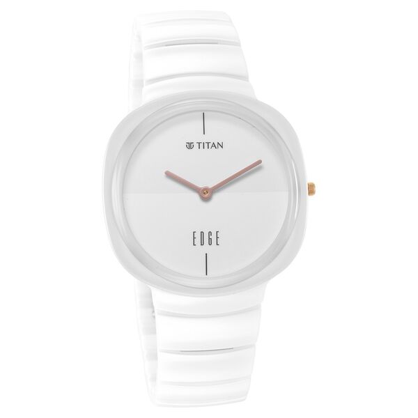 Titan Edge Squircle Quartz in Arctic White with Glossy Ceramic Unisex Watch - image number 1
