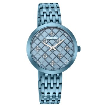 Titan Purple Unending Beauty Quartz Analog Blue Round Dial Blue Stainless Steel Strap Watch For Women