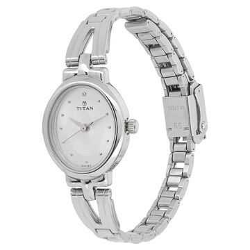 Titan Quartz Analog Silver Dial Stainless Steel Strap Watch for Women