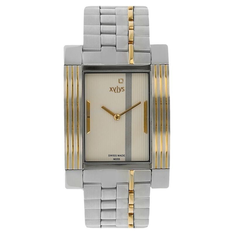 Xylys Swiss Analog Two Toned Stainless Steel Strap and Silver Dial Watch For Men