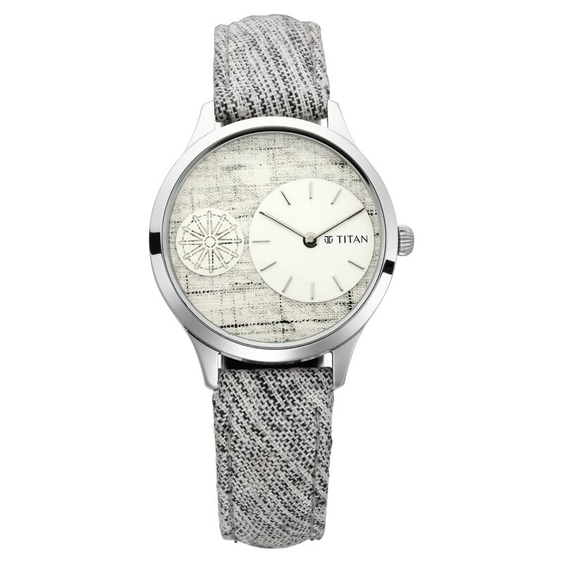 Buy Online Titan Khadi Grey Dial Analog Stainless Steel Strap Watch for