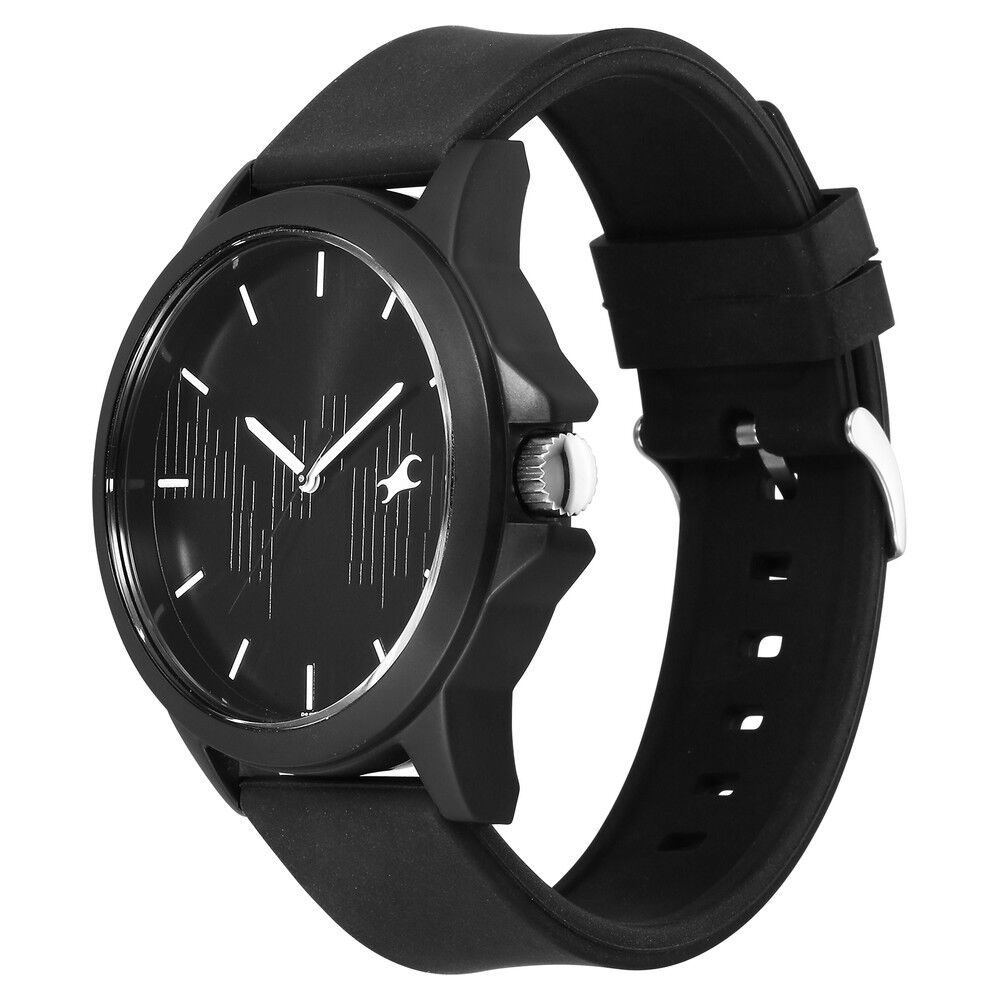Fastrack Tees Wanderlust Quartz Analog Black Dial Silicone Strap Watch for Unisex