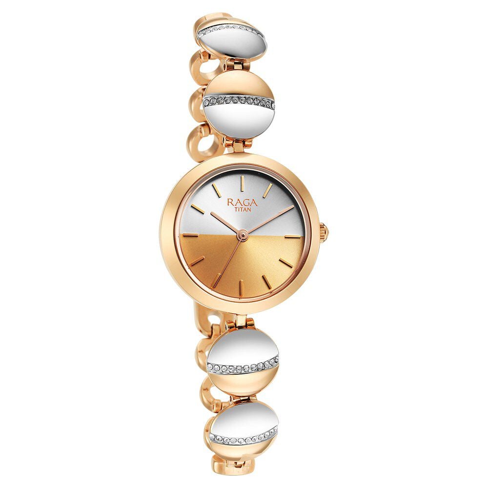 Buy Online Titan Raga Delight Two Toned Dial Analog Metal Strap Watch for Women ns2606km01 Titan