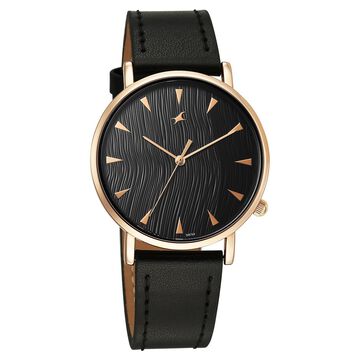 Fastrack Stunners X Quartz Analog Black Dial Leather Strap Watch For Girls