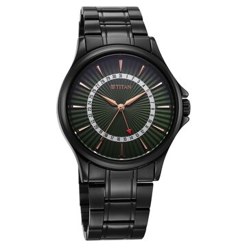 Titan Karishma Quartz Analog with Date Green Dial Stainless Steel Strap Watch For Men