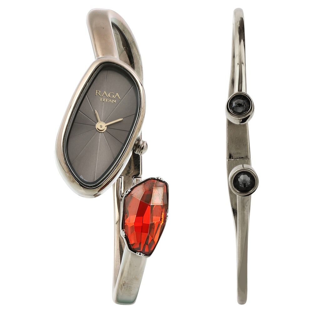 Buy Online Titan Raga Espana Anthracite Dial Analog Bimetal Strap Watch for Women 95055tm01f Titan