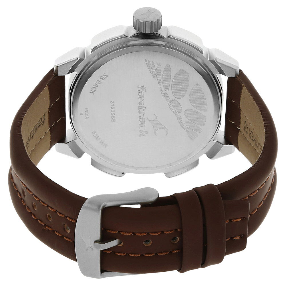 Buy Online Fastrack Quartz Analog Silver Dial Leather Strap Watch for Guys np3130sl01 Titan