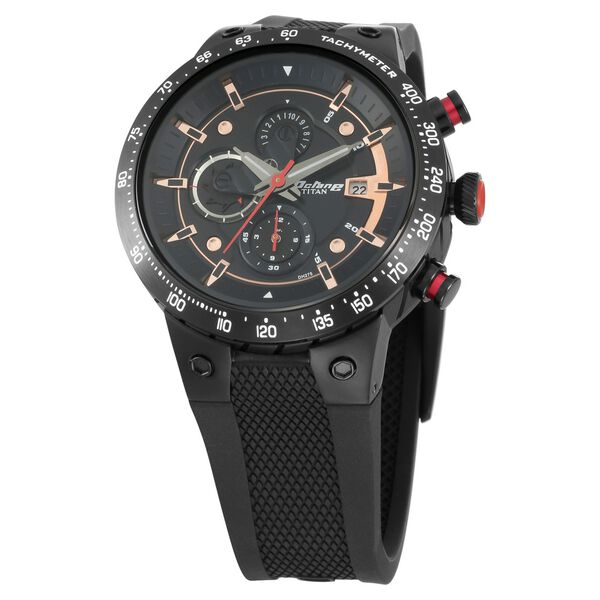 Titan Octane Black Dial Chronograph PU Strap watch for Men - image number 1