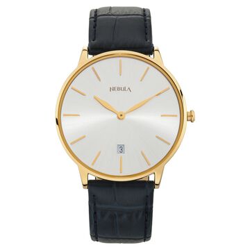 Titan Nebula Lustre 18k Gold Analog Leather Strap Watch for Men