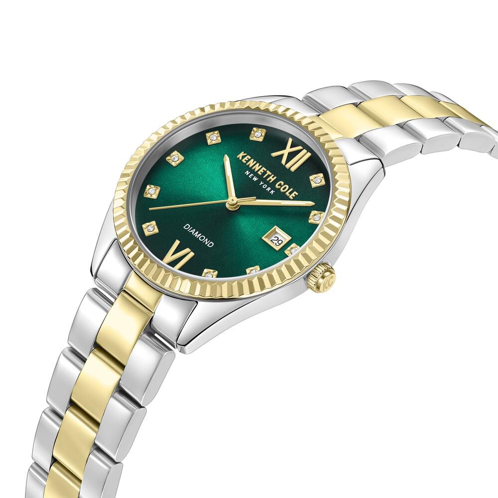 DWE③ Buy Online Kenneth Cole Quartz Analog Green dial Stainless Steel