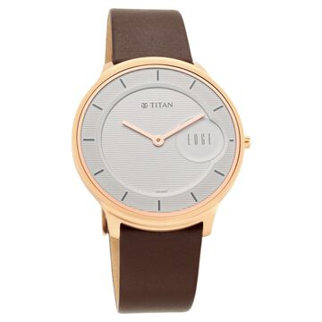 Titan Quartz Analog White Dial Leather Strap Watch for Men