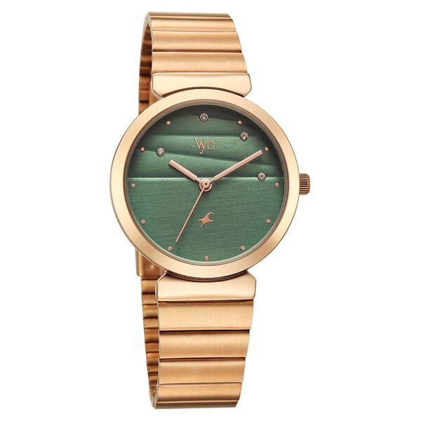 Fastrack Vyb Charmer Quartz Analog Green Dial Metal Strap Watch For Girls - image number 2