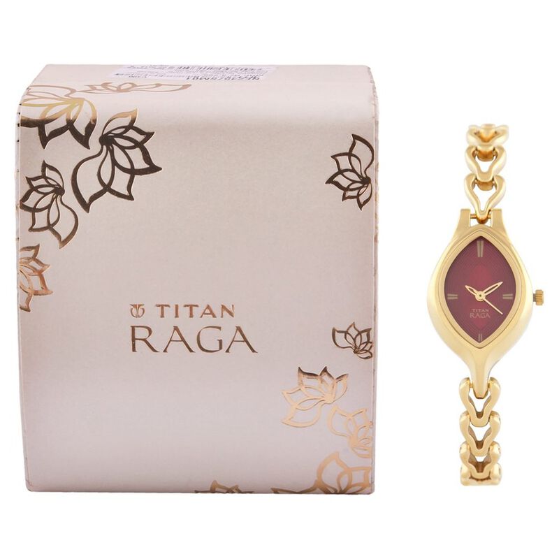 Titan Raga Red Dial Analog Stainless Steel Strap watch for Women - image number 4