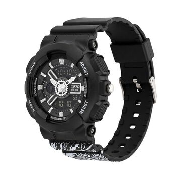 Zoop Samurai Quartz Digital Watch For Boys With Black Dial Black Polyether Strap From House Of Titan