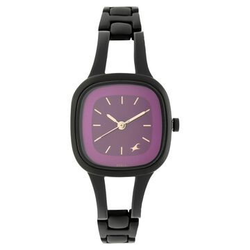 Fastrack Quartz Analog Purple Dial Stainless Steel Strap Watch for Girls