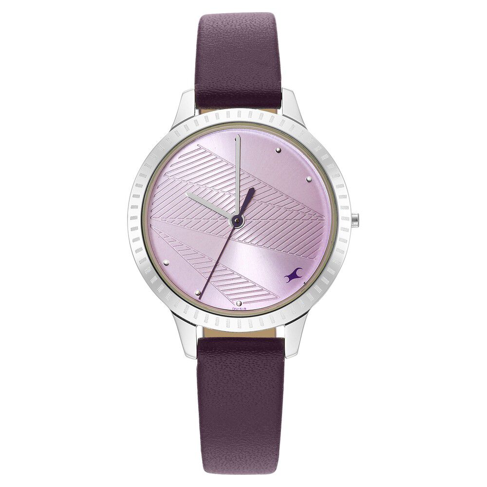 Buy Online Fastrack Stunners Quartz Analog Purple Dial Leather Strap Watch for Girls ns6267sl01 Titan