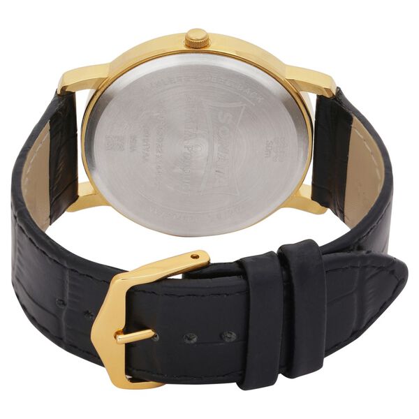 Sonata Quartz Analog Silver Dial Leather Strap Watch for Men - image number 4
