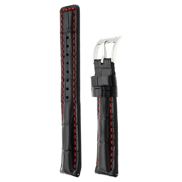 22 mm Black Genuine Leather Straps for Men - image number 2