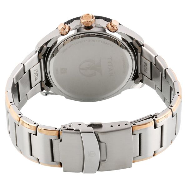 Titan Quartz Multifunction Anthracite Dial Stainless Steel Strap Watch for Men - image number 3