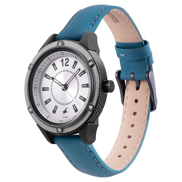 Fastrack Modular Quartz Analog Silver Dial Leather Strap Watch for Girls - image number 2