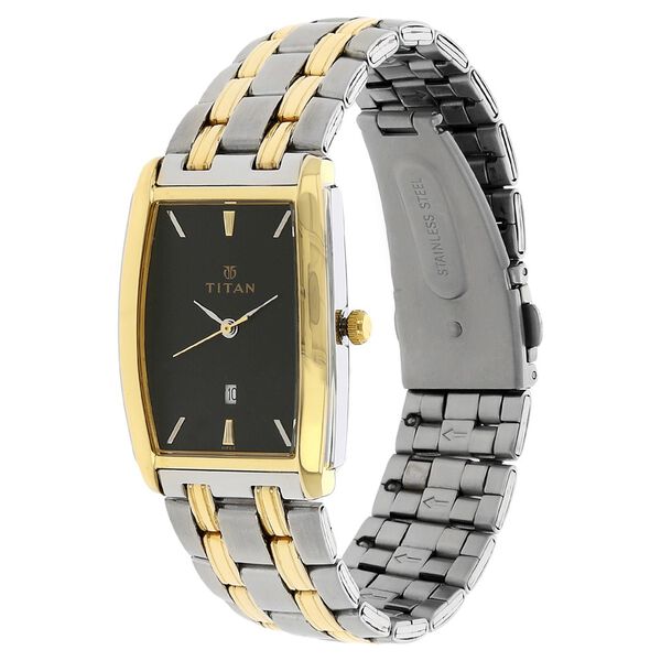 Titan Quartz Analog with Date Black Dial Stainless Steel Strap Watch for Men - image number 1