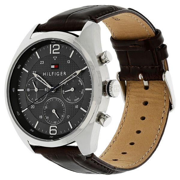 Tommy Hilfiger Quartz Multifunction Grey Dial Leather Strap Watch for Men - image number 1