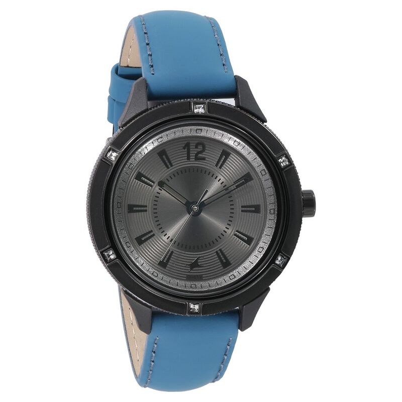 Fastrack Modular Quartz Analog Anthracite Dial Leather Strap Watch for Girls