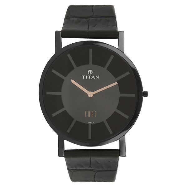 Titan Quartz Analog Black Dial Leather Strap Watch for Men - image number 0