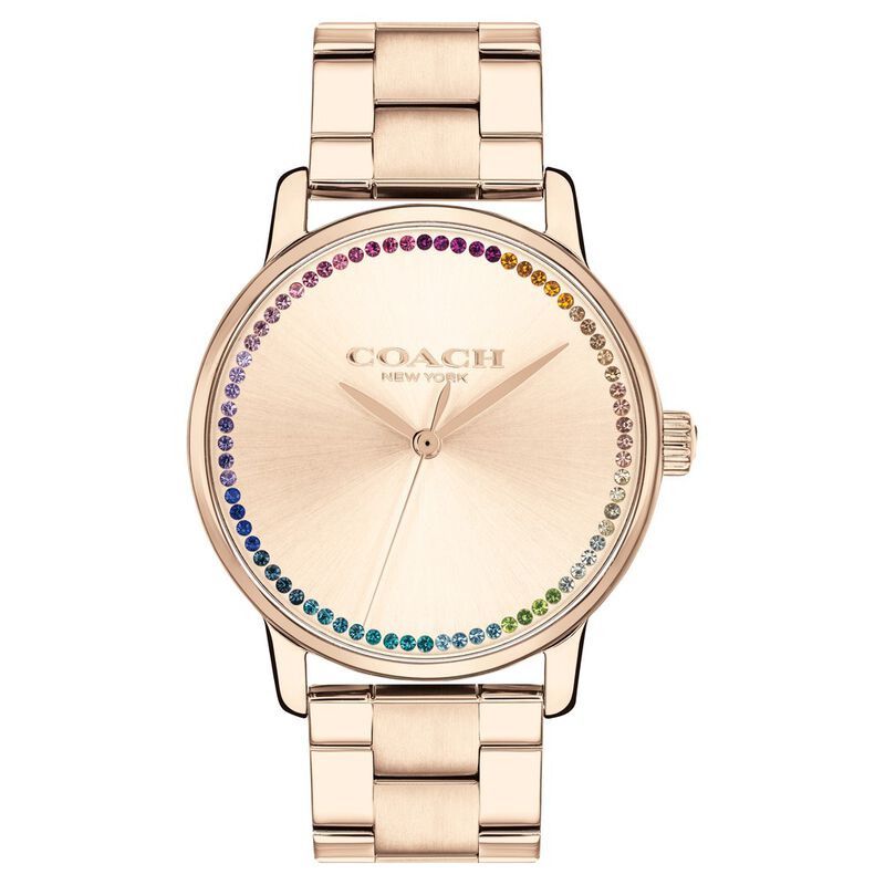 Coach Rhinestone Watch Buy Online Coach Quartz Analog Rose Gold Dial Stainless Steel Strap ...