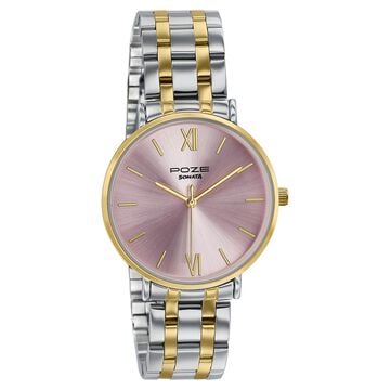 Poze By Sonata Quartz Analog Pink Dial Two Toned Stainless Steel Strap Watch For Women