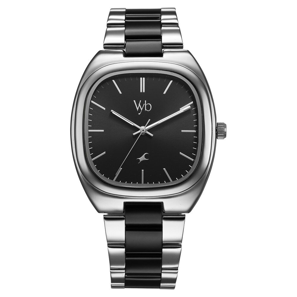 Buy Online Fastrack Vyb Aviator Quartz Analog Black Dial Two Toned Metal Strap Watch For Guys fv30004km01w Titan