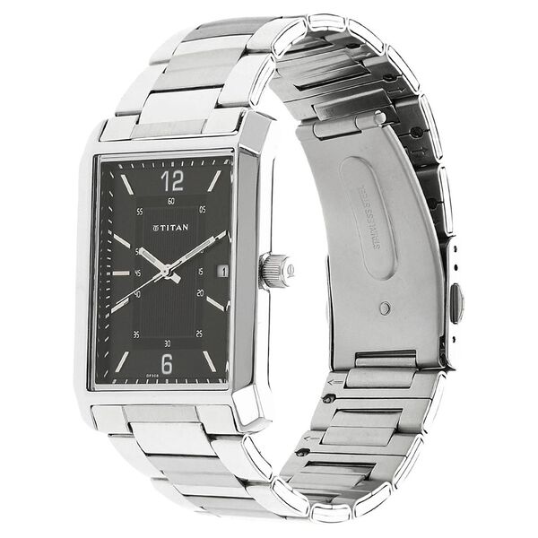 Titan Quartz Analog with Date Black Dial Stainless Steel Strap Watch for Men - image number 1