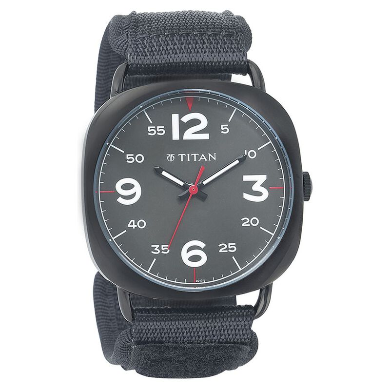 Titan Quartz Analog Grey Dial Plastic Strap Watch for Men