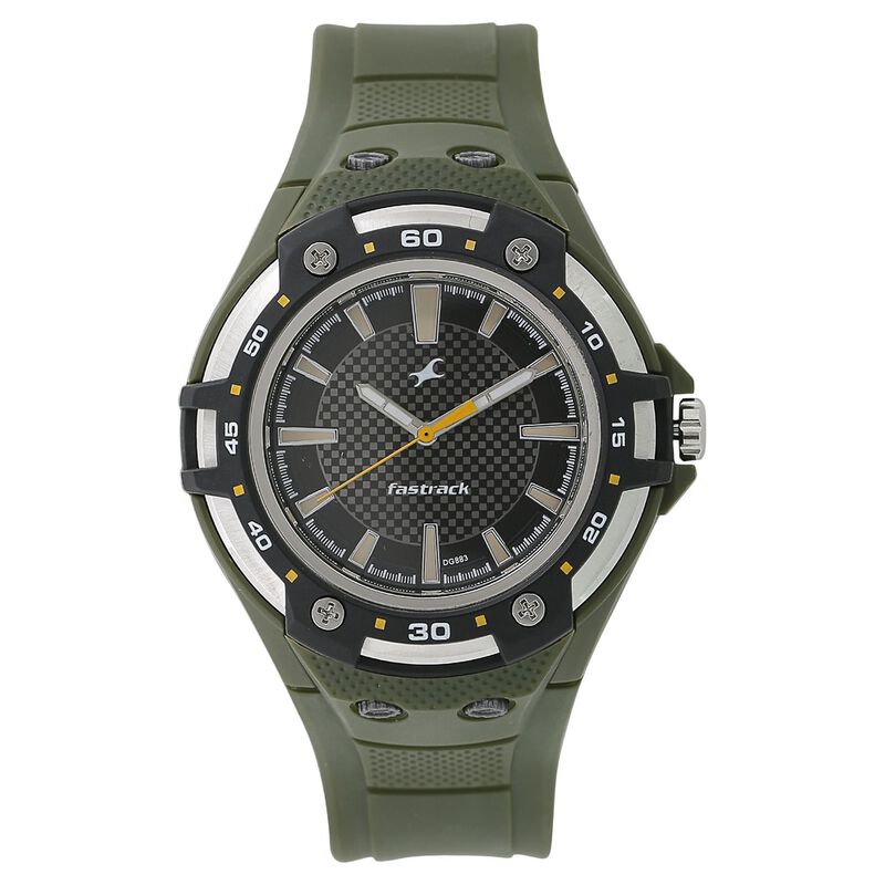 Fastrack Quartz Analog Black Dial Plastic Strap Watch for Guys