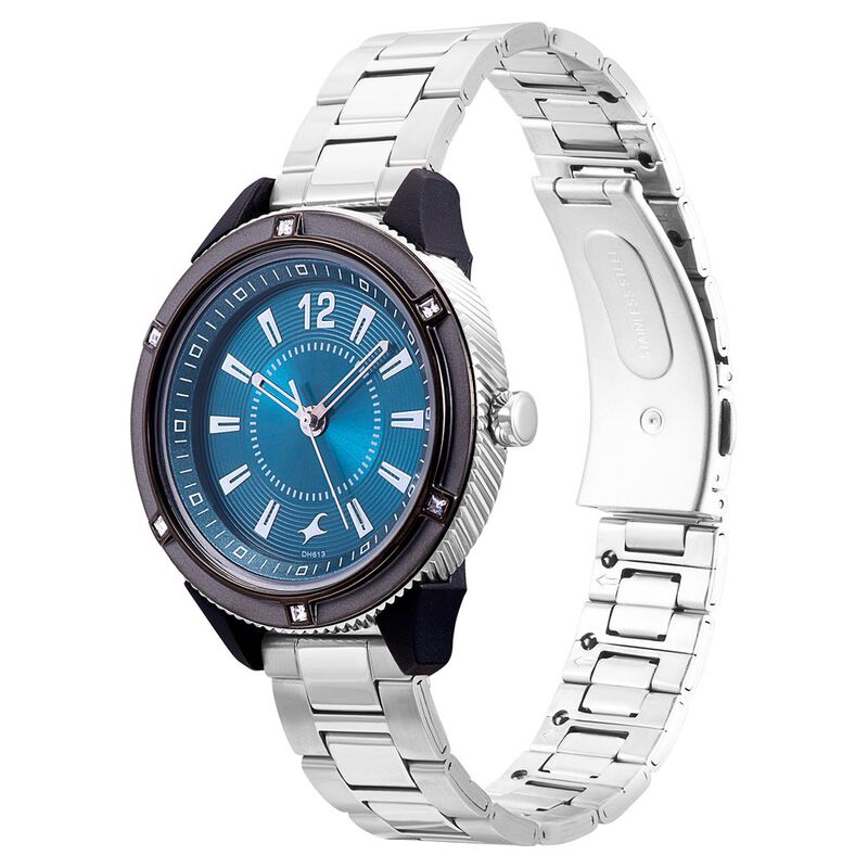 Fastrack Modular Quartz Analog Blue Dial Stainless Steel Strap Watch for Girls - image number 2