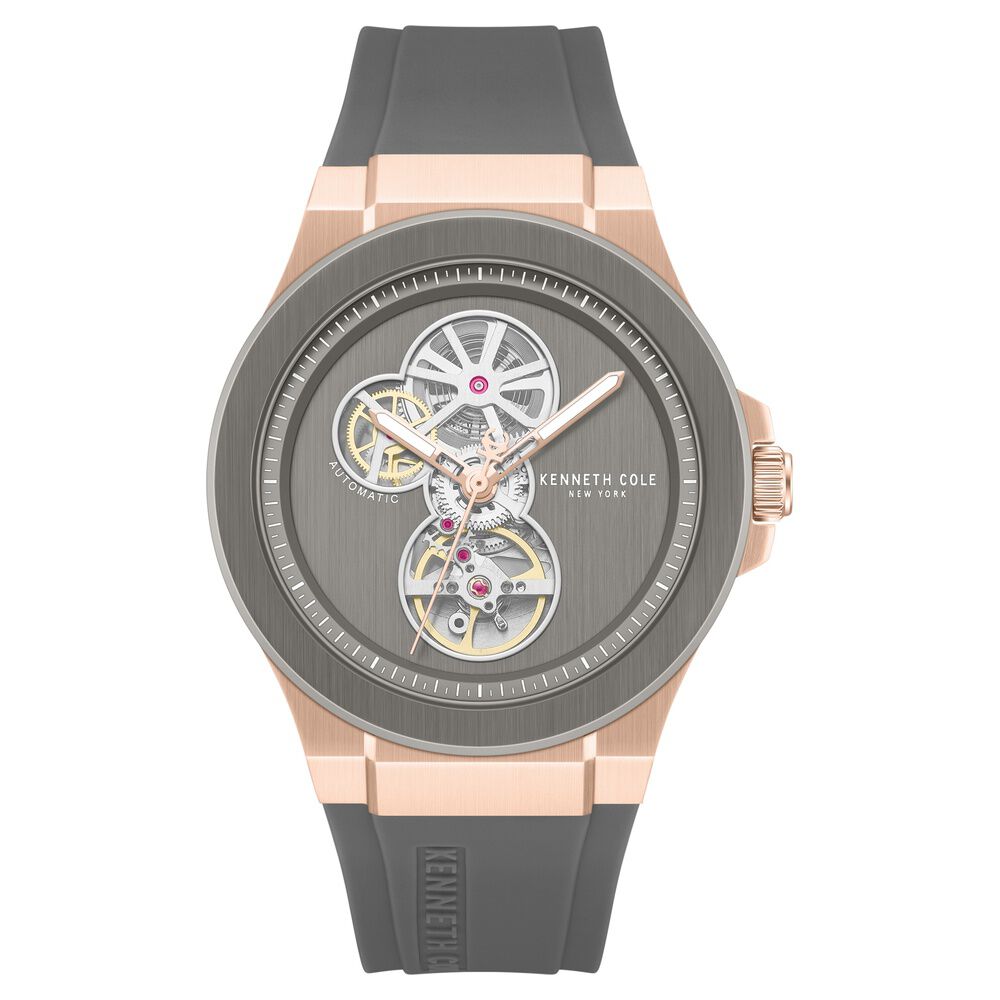 Kenneth Cole Automatic Grey Dial Grey Silicone Strap Watch For Men-image-16