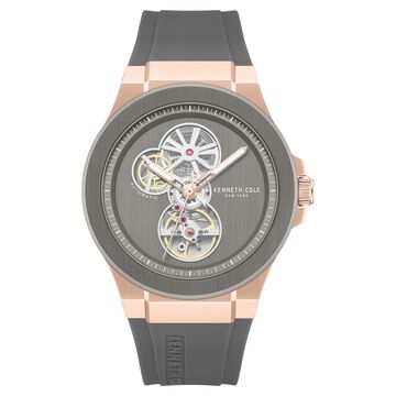 Kenneth Cole Automatic Grey Dial Grey Silicone Strap Watch For Men