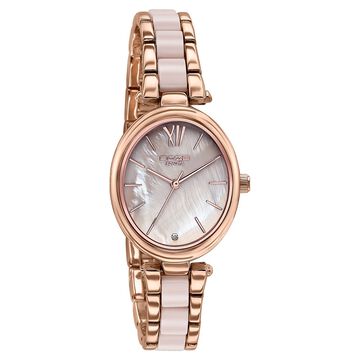 Sonata Poze Quartz Analog Brown Mother Of Pearl Dial Bimetal Strap Watch For Women
