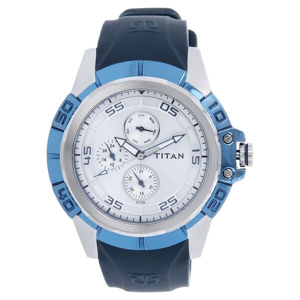 Titan Quartz Analog White Dial Silicone Strap Watch for Men - image number 0