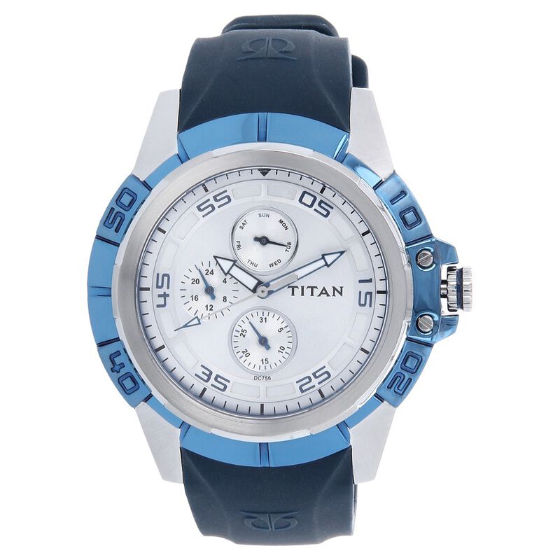 Titan Quartz Analog White Dial Silicone Strap Watch for Men