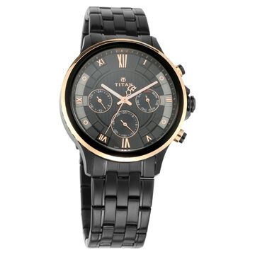Titan Grandmaster Black Dial Quartz Multifunction Metal Strap watch for Men