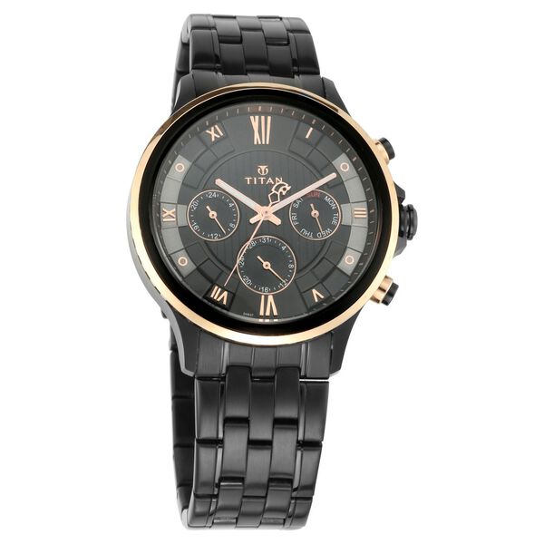 Titan Grandmaster Black Dial Quartz Multifunction Metal Strap watch for Men - image number 1